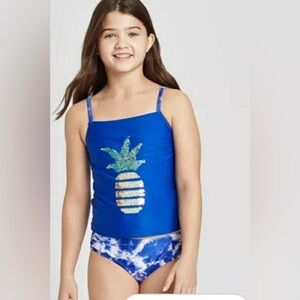Girls'‎ Tankini Summer Rash Guard Bathing Suits Two Piece Swimsuit Shorts XL